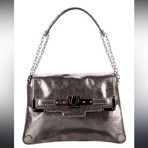 Jill Stuart Silver Embossed Chain Shoulder Bag